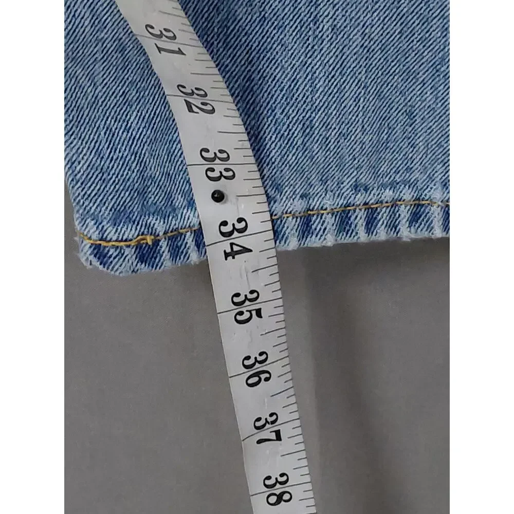 Levi's 505 Blue Light Wash Straight Leg Jeans Solid Men See Measurements